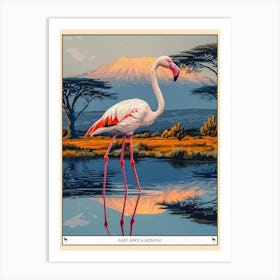 Greater Flamingo East Africa Kenya Tropical Illustration 4 Poster Art Print