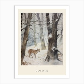 Winter Watercolour Coyote 2 Poster Art Print