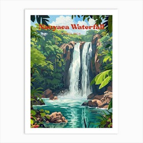 Nauyaca Waterfall Tropical Travel Illustration Poster