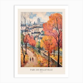 Autumn City Park Painting Parc De Belleville Paris France 3 Poster Art Print