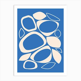 Mid Century Modern Abstract 8 Ivory and Blue Art Print
