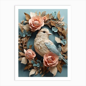 Bird In A Wreath 18 Art Print