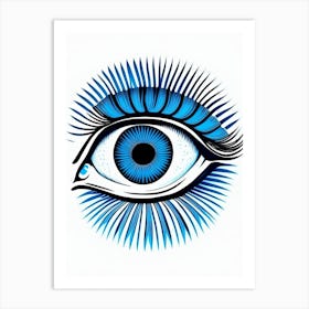 Psychedelic Eye, Symbol, Third Eye Blue & White 2 Art Print