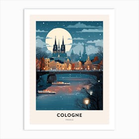 Winter Night  Travel Poster Cologne France Art Print