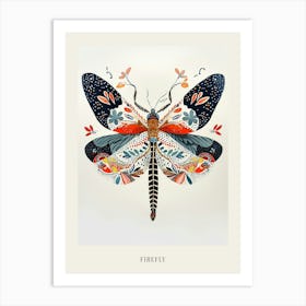 Colourful Insect Illustration Firefly 8 Poster Art Print
