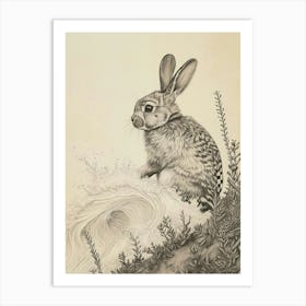 Checkered Giant Rabbit Drawing 1 Art Print