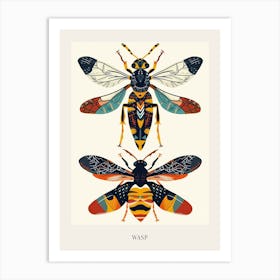 Colourful Insect Illustration Wasp 2 Poster Art Print