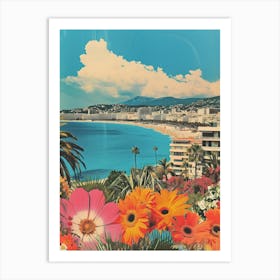 Cannes   Floral Retro Collage Style 3 Art Print