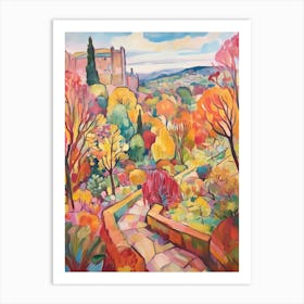 Autumn Gardens Painting Powis Castle Gardens United Kingdom 2 Art Print