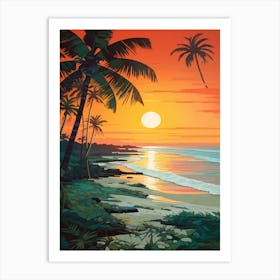 Sunkissed Painting Of Colva Beach Goa India 1 Art Print
