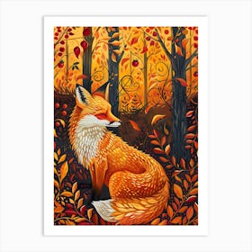 Solitary Fox In The Autumn 22 Art Print