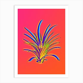 Neon Pineapple Botanical in Hot Pink and Electric Blue n.0180 Art Print