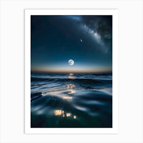 Full Moon Over The Ocean Art Print