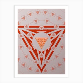 Geometric Abstract Glyph Circle Array in Tomato Red n.0242 Art Print
