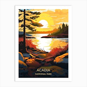 Acadia National Park Travel Poster Illustration Style 2 Art Print