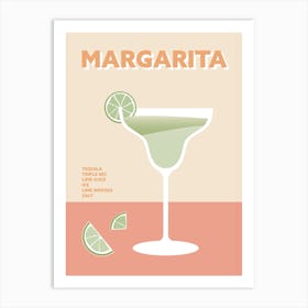 Margarita Cocktail Pink Colourful Drink Wall Art Print