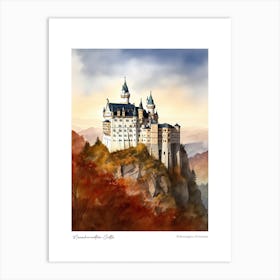 Neuschwanstein Castle 1 Watercolour Travel Poster Art Print