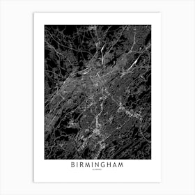 Birmingham Black And White Map Art Print