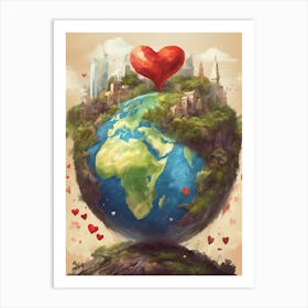 Earth With Heart Art Print