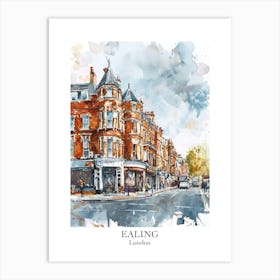 Ealing London Borough   Street Watercolour 2 Poster Art Print