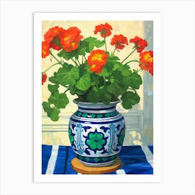 Flowers In A Vase Still Life Painting Geranium 1 Art Print