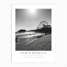 Santa Monica Print Black And White Art Print