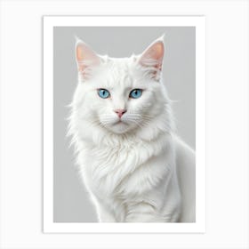 White Cat With Blue Eyes 3 Art Print