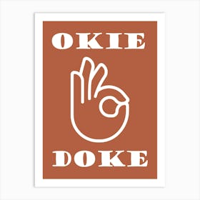 Okie Doke sign Language Print, Trendy Poster, Terracotta Orange Minimalist Home Decor Art Print