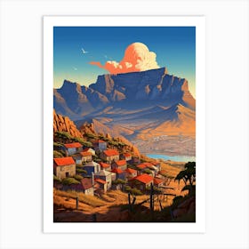 Table Mountain Cartoon 2 Art Print