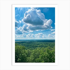 Cumulus Clouds Dominating A Spring Landscape Sunlight Peeks Through The Overcast Sky Casting A Mos Art Print