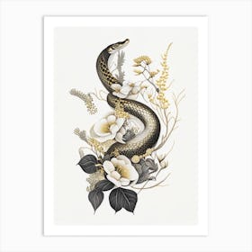 Smooth Earth Snake Gold And Black Art Print