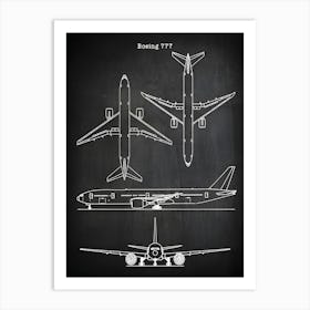 Boeing 777 Airplane Decor Aircraft Decor Plane Decor Airplane Art Airplane Print Airplane Blueprint Airplane Art Va7771 Art Print