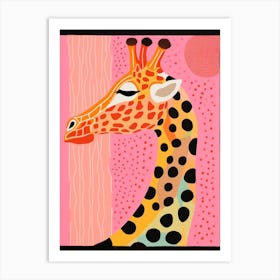 Pink Orange Giraffe Portrait Patterns 2 Art Print