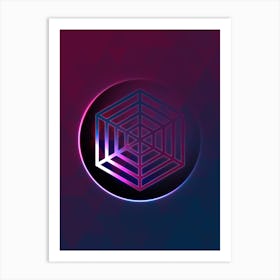 Geometric Neon Glyph on Jewel Tone Triangle Pattern 447 Art Print