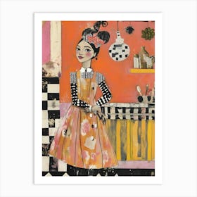 Girl In A Kitchen Art Print