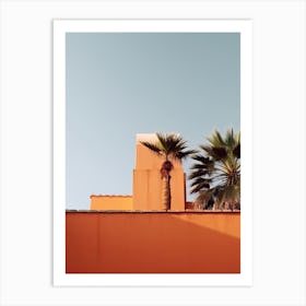 Orange House With Palms Retro Summer Photography 3 Art Print