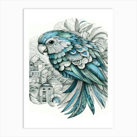 Clover Blue Parrot Art Print