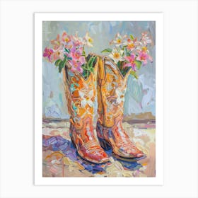 Cowboy Boots And Wildflowers Trillium Art Print