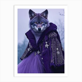 witch wolf with purple skarkle clothes Art Print