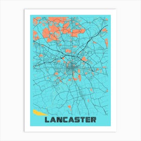 Lancaster City Map Art Print