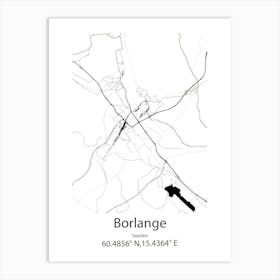 Borlange,Sweden Minimalist Map Art Print