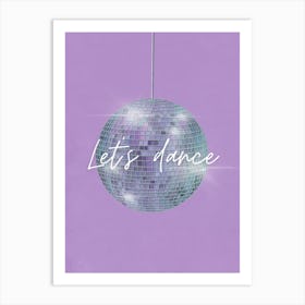 Purple Let's Dance Disco Ball Art Print