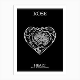Rose Heart Line Drawing 1 Poster Inverted Art Print