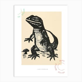 Lizard With Mushrooms Bold Block 3 Poster Art Print