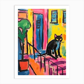 Painting Of A Cat In Verona Italy 1 Art Print
