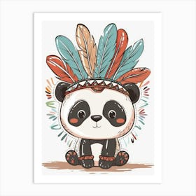 Cute Panda With Feathers Art Print