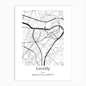 Gentilly,France Minimalist Map Art Print