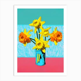 Daffodils Pop Art Andy Warhol Style 4 Art Print