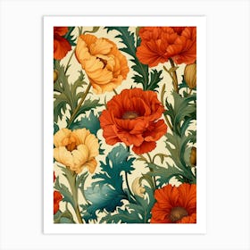 Poppies Seamless Pattern 1 Art Print