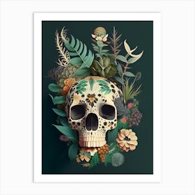 Skull With Terrazzo Patterns 1 Botanical Art Print